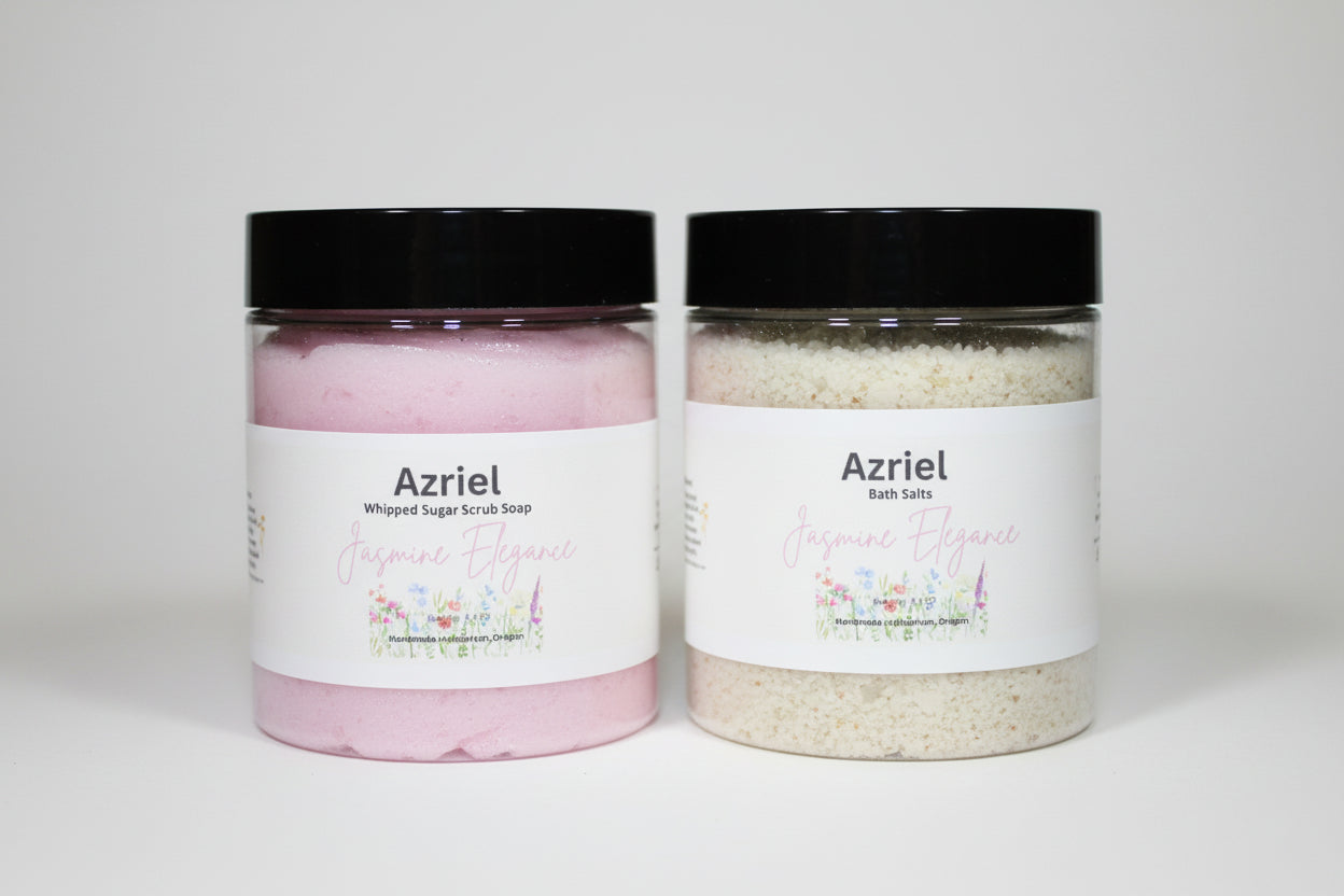 Azriel floral collection Jasmine elegance whipped sugar scrub and bath salts