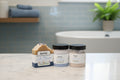 Azriel floral collection Lilac blossom handcrafted soap, whipped sugar scrub, and bath salts combo