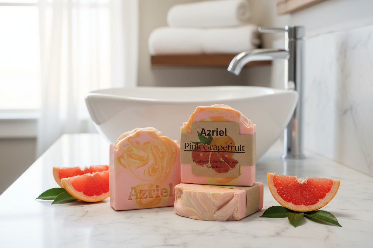 Azriel pink grapefruit handcrafted soap