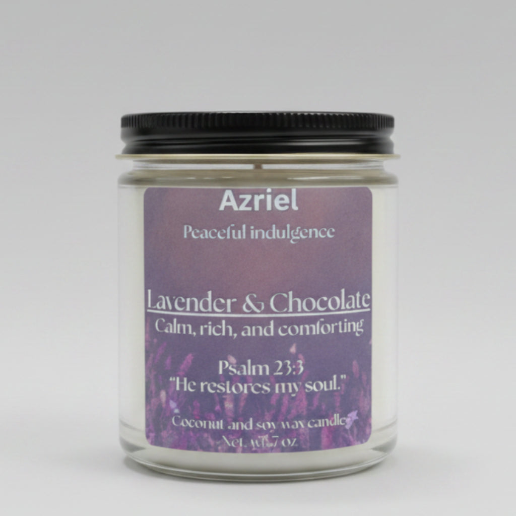 Jar of candles on a table with large windows in the background