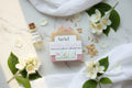 Bar of soap with 'Azriel' label on a brown background
