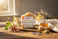 Bar of soap with 'Azriel' label on a wooden surface